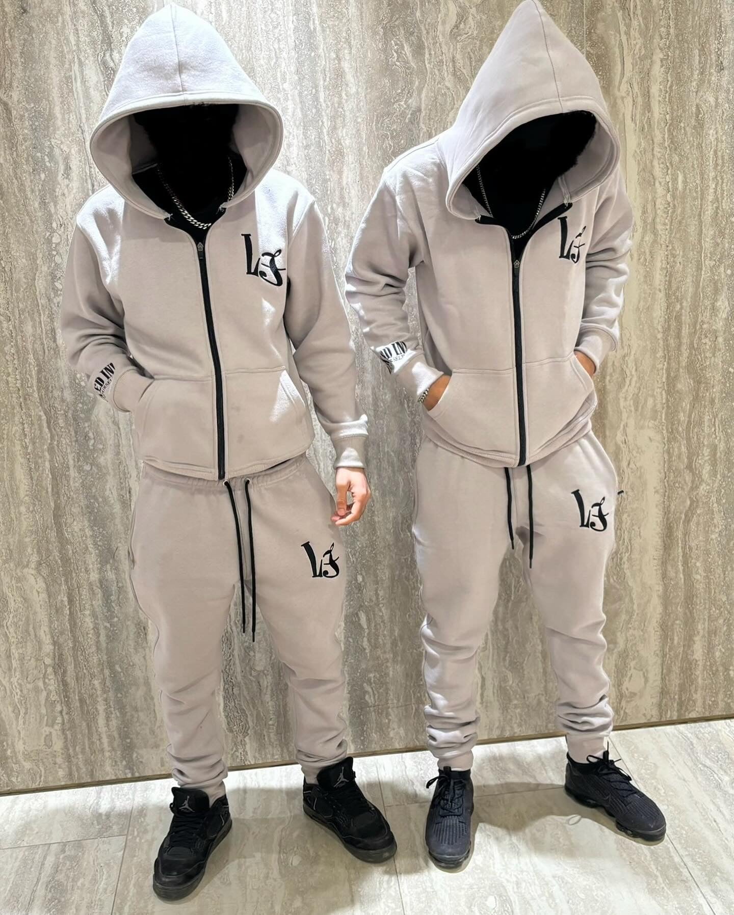 L£! GREY & BLACK ZIP TRACKSUIT