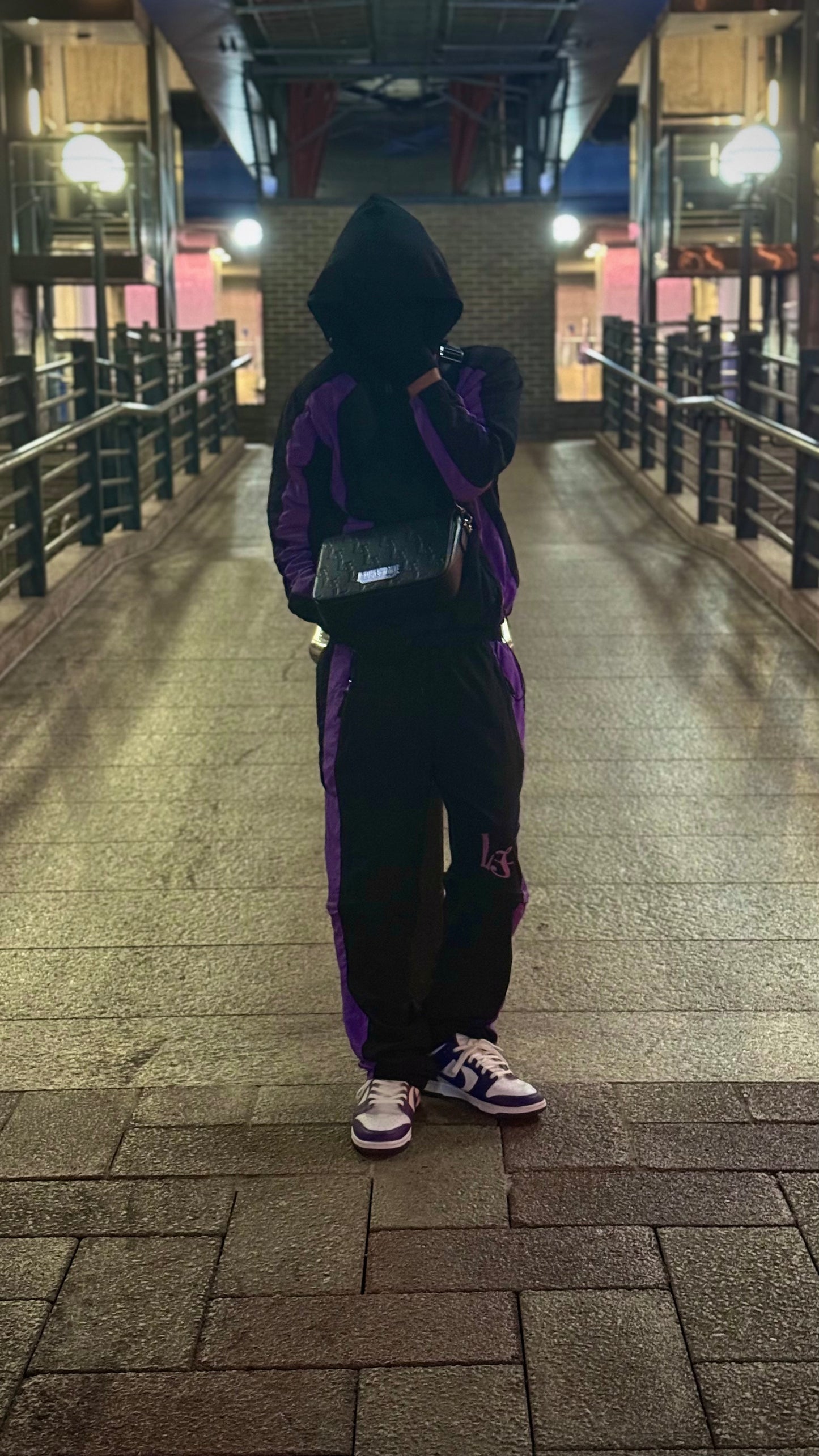 BLACK/PURPLE SHELL 3 PIECE TRACKSUIT