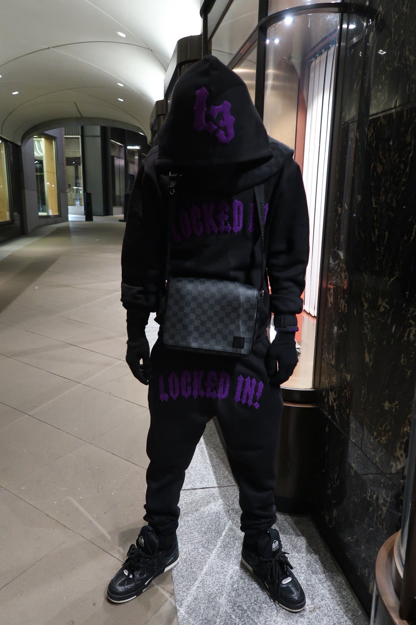 BLACK & PURPLE CHENILLE TRACKSUIT