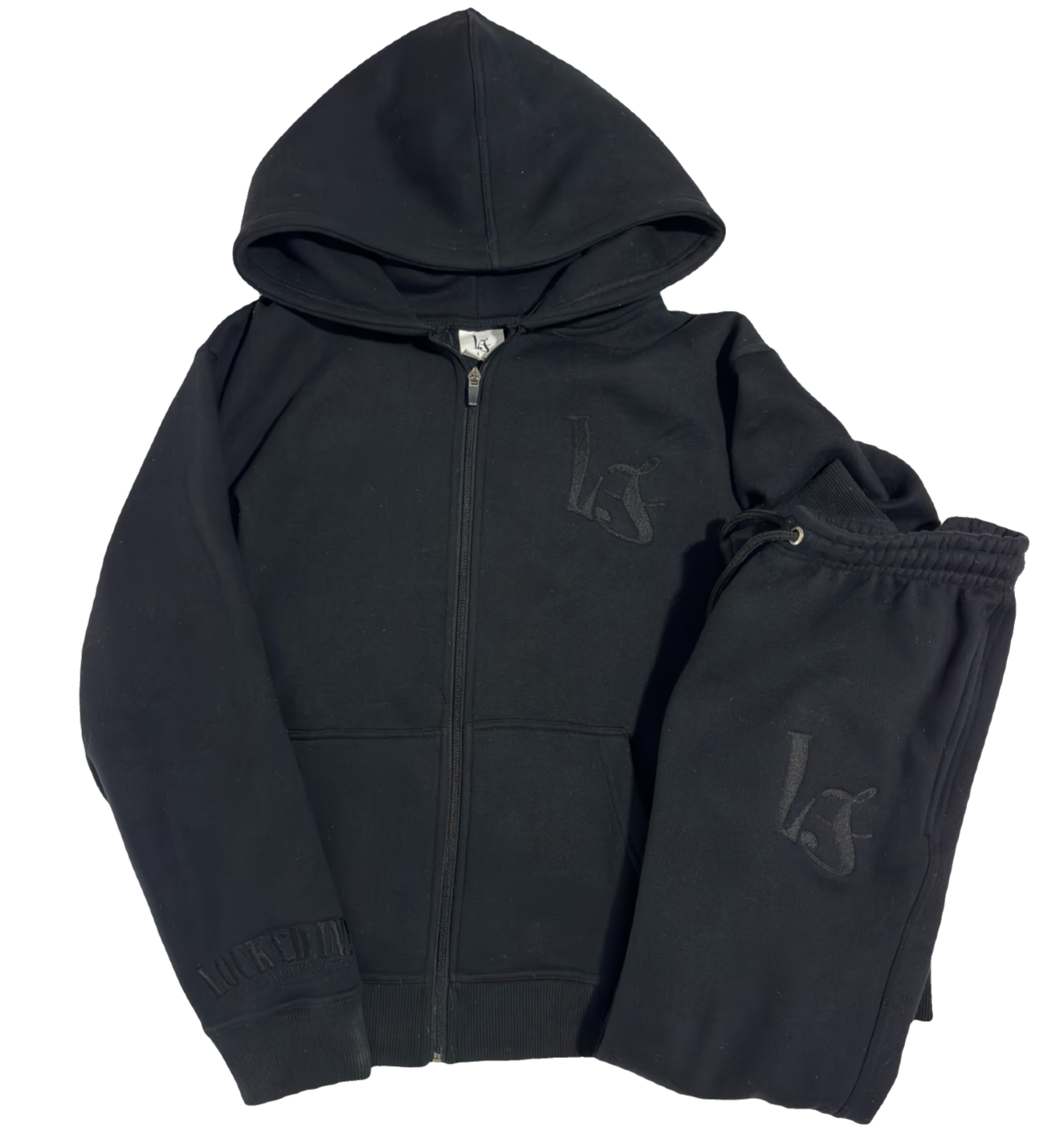 L£! TRIPLE BLACK ZIP TRACKSUIT