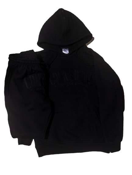 TRIPLE BLACK EMBROIDERED TRACKSUIT: PRE-ORDER