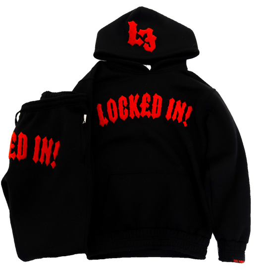 BLACK & RED CHENILLE TRACKSUIT
