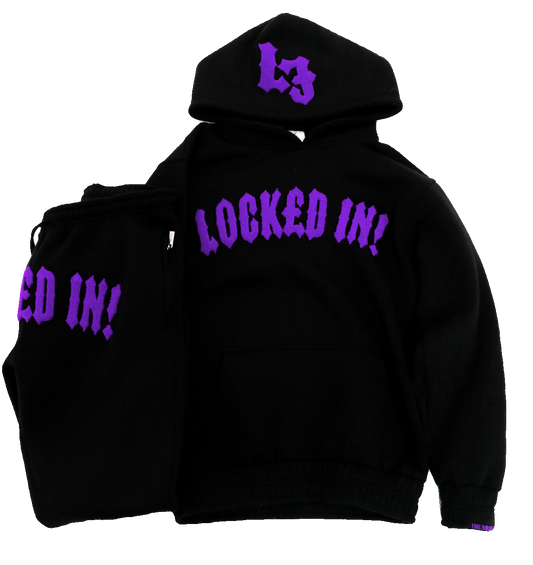 BLACK & PURPLE CHENILLE TRACKSUIT
