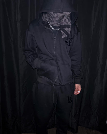 TRIPLE BLACK ZIP FULL TRACKSUIT