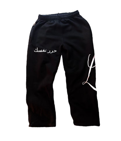 BLACK WHITE ARABIC ZIP TRACKSUIT