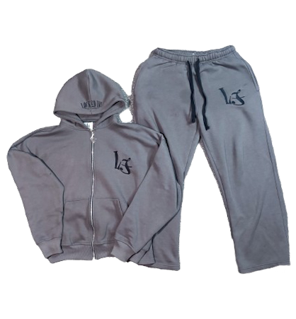 GREY BLACK RELAXED ZIP TRACKSUIT