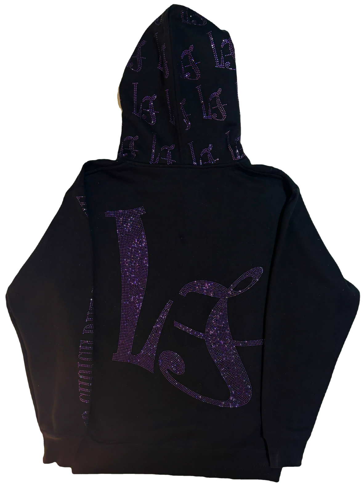 BLACK & PURPLE RHINESTONE FULL ZIP HOODIE