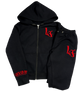L£ EMBROIDERED ZIP TRACKSUIT - BLACK/RED