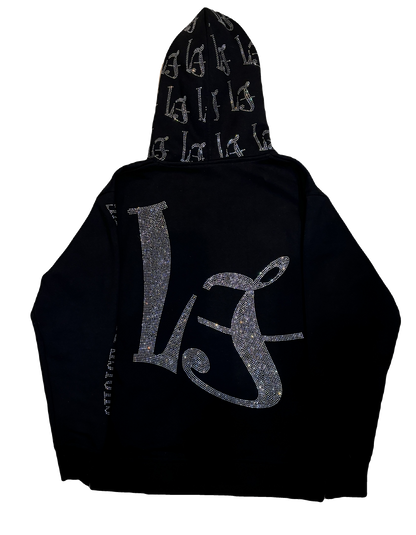 LOCK£D IN! RHINESTONE FULL ZIP - BLACK/WHITE