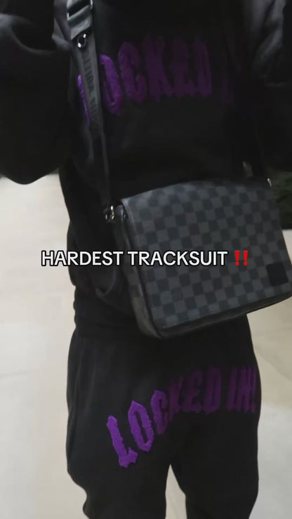 BLACK & PURPLE CHENILLE TRACKSUIT
